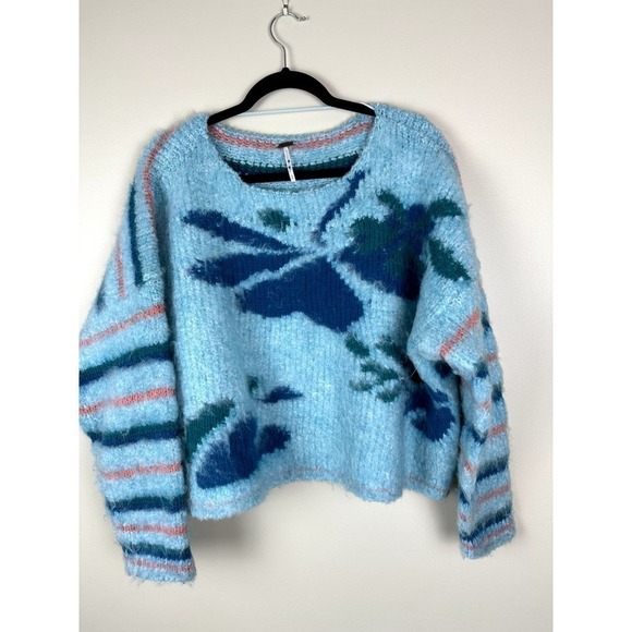 NWOT Free People Lily Sweater Mosaic Sky size S retail $168 - Picture 1 of 8
